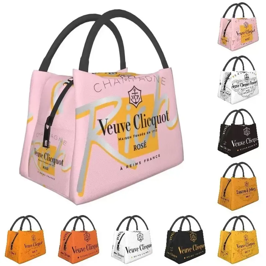 

Veuve Thermal Insulated Lunch Bags Women Clicquot Resuable Container for Work Travel Storage Meal Food Box GP0929
