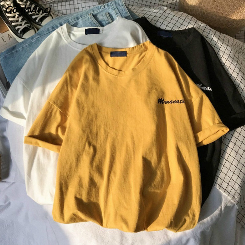 

Summer T-shirts Women Short Sleeve Tees Letter Printed Casual Simple Unisex Couples Tshirts Womens Trendy Ins Harajuku Loose, White