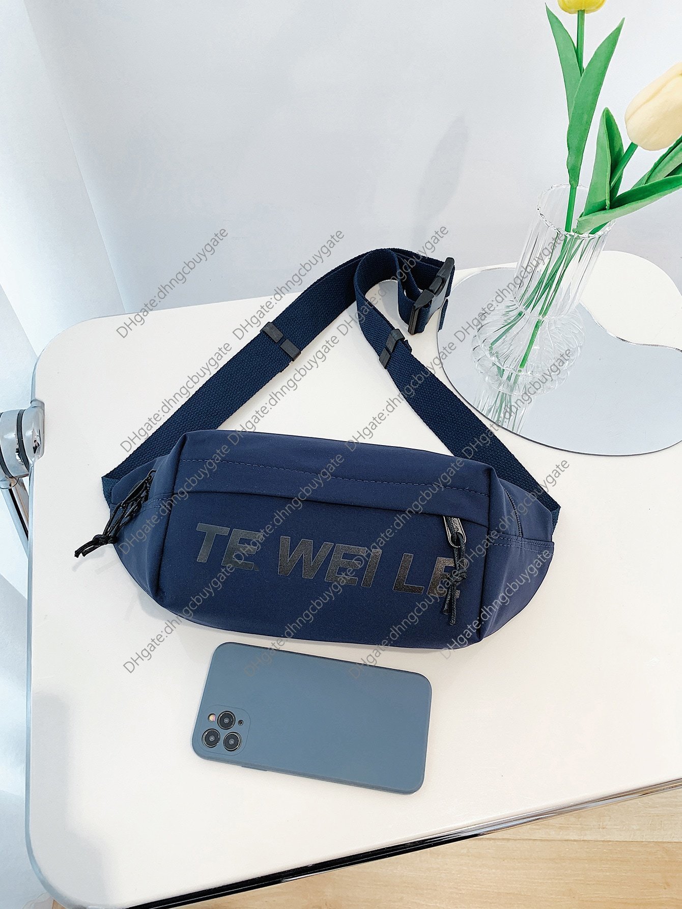 

Men Designer Bag Pocket Front Design Letter Graphic Waist Handbag Leather Luxury Brand Fashion Wallet crossbody bag Handbag Leather, Blue