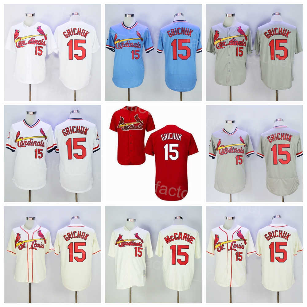 1967 1985 Vintage Baseball Throwback 15 Randal Grichuk Jersey Hommes Retro Flexbase Cool Base Pull Équipe Noir Rouge Blanc Beige Gris Bleu Marine