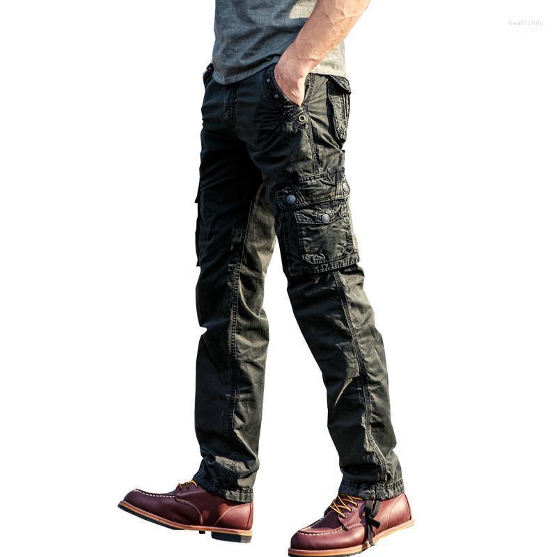 

Men's Pants Drop Men Cotton Military Casual Ankle Length Solid Comfortable Straight Trousers 3 Colors 28-38 JPCK08Men's Heat22, Green