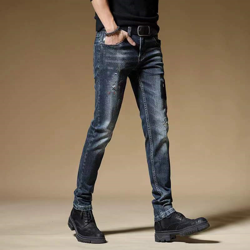 

2022 diesel mens distressed ripped biker jeans slim fit motorcycle denim for Men luxury designer hip hop mens good quality, Blue