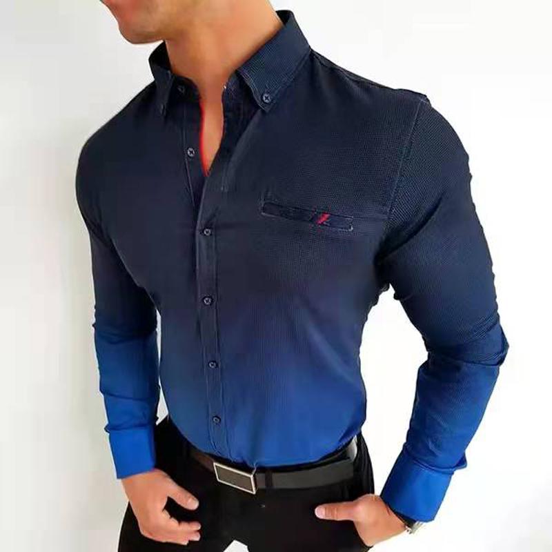 

Men's Casual Shirts Men High Quality Loose Turn-down Collar Wave Point Printing Button Long Sleeve Tops Spring Autumn Clothes 2022Men's, C003