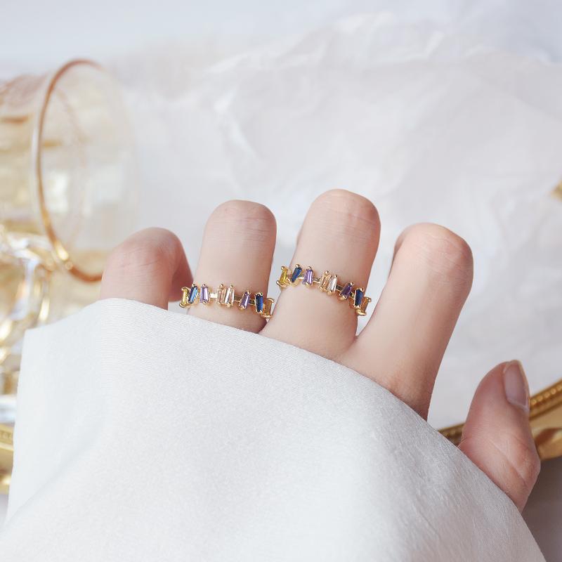 

Cluster Rings Zircon Ring For Women Crystal Green Gem Bling Wedding Bridal Jewelry Open Color Simple WildCluster ClusterCluster