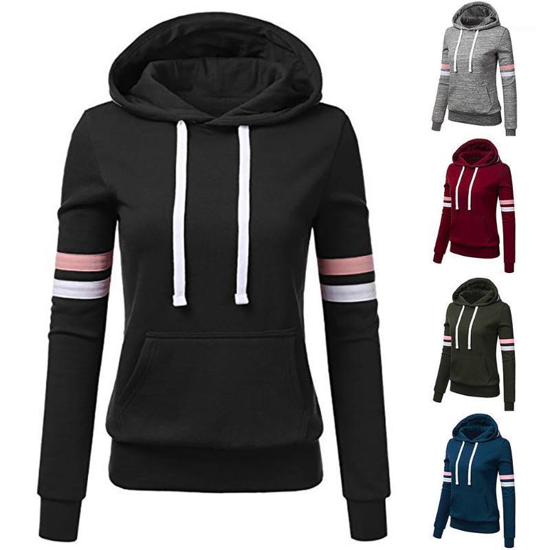 

Fashion Women Striped Sportwear Sweatshirt Long Sleeve Hoodies Harajuku Hooded Pocket Loose Pullover Tops Moletom Feminino#g3 Women's & Swea, Wine