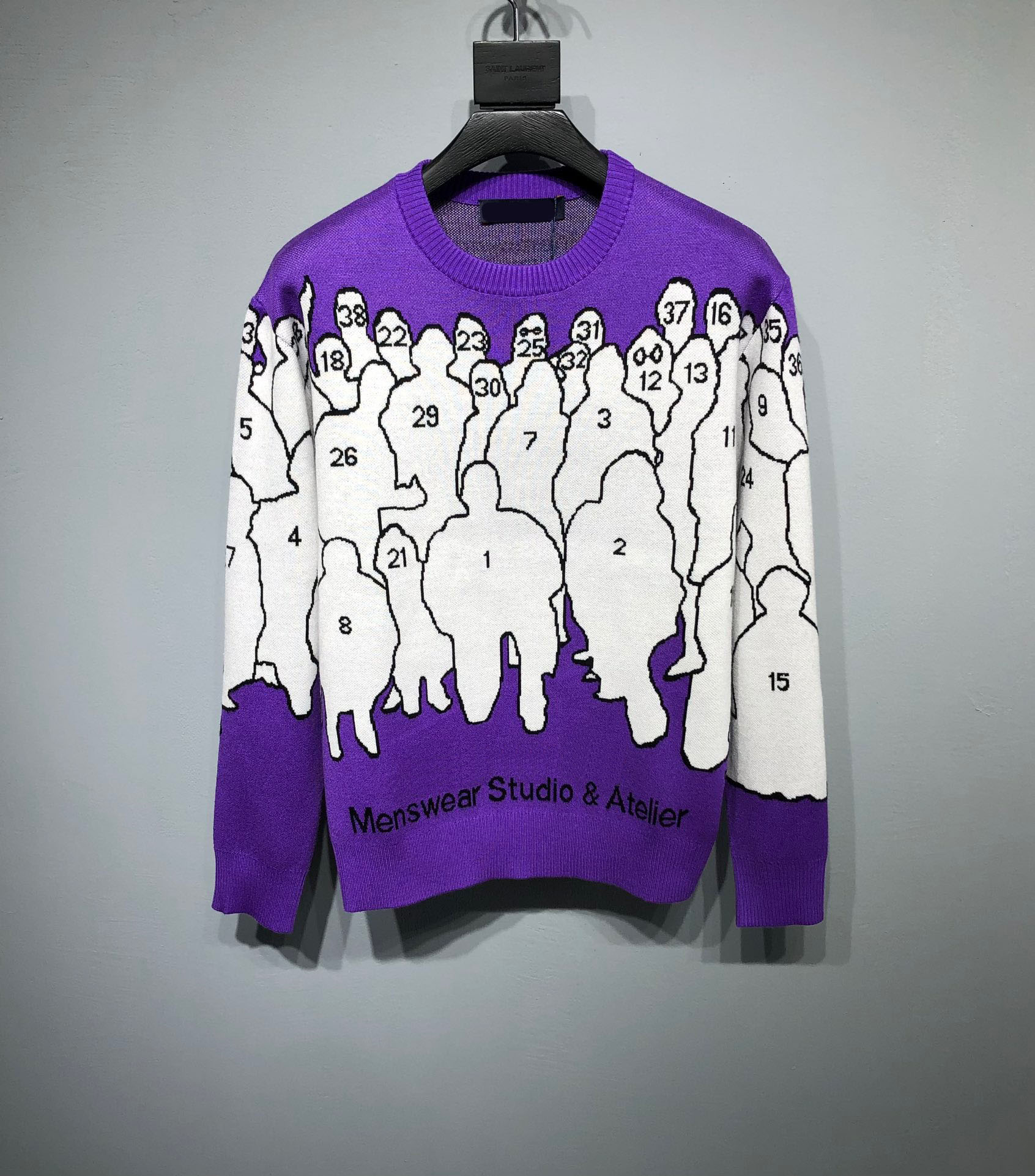 

New AOP jacquard letter knitted sweater in autumn / winter 2022acquard knitting machine e Custom jnlarged detail crew neck cotton rdE33s