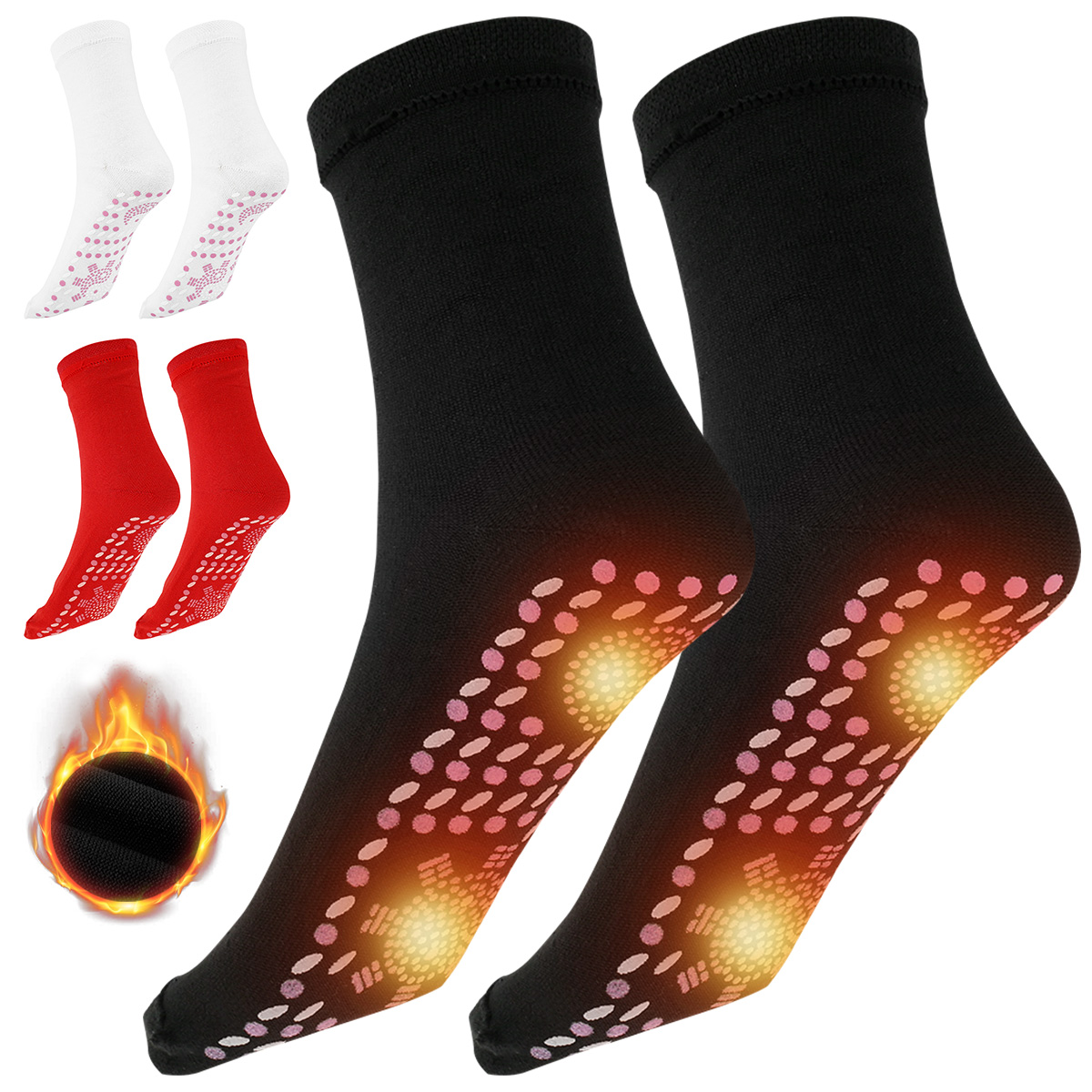 

Self-Heating Socks Anti-Fatigue Winter Outdoor Warm Heat Insulated Sock Thermal Socks for Hiking Camping Fishing Cycling Skiing, Red