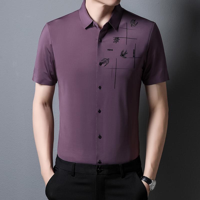 

Men's Casual Shirts Fashion For Men Business Print Short Sleeve Turn-Down Collar Shirt 2022 Summer CamisasMen's, Darkgreen mens shirt
