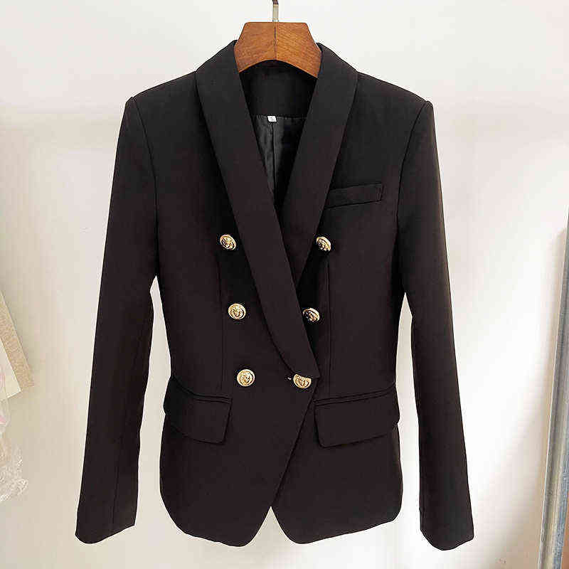 

Blazer Rose Pink White Blazers Women Jacket Classic Gold Double Breasted Button Scarf Collar Jacket Long Blazers High Quality J220813, White coat
