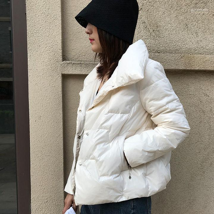 

Women' Down & Parkas 2022 White Winter Jacket Parka Female Bread Single Button Coat Jackets Ladies Duck Coats Outerwear -L Q159 Guin22, Black