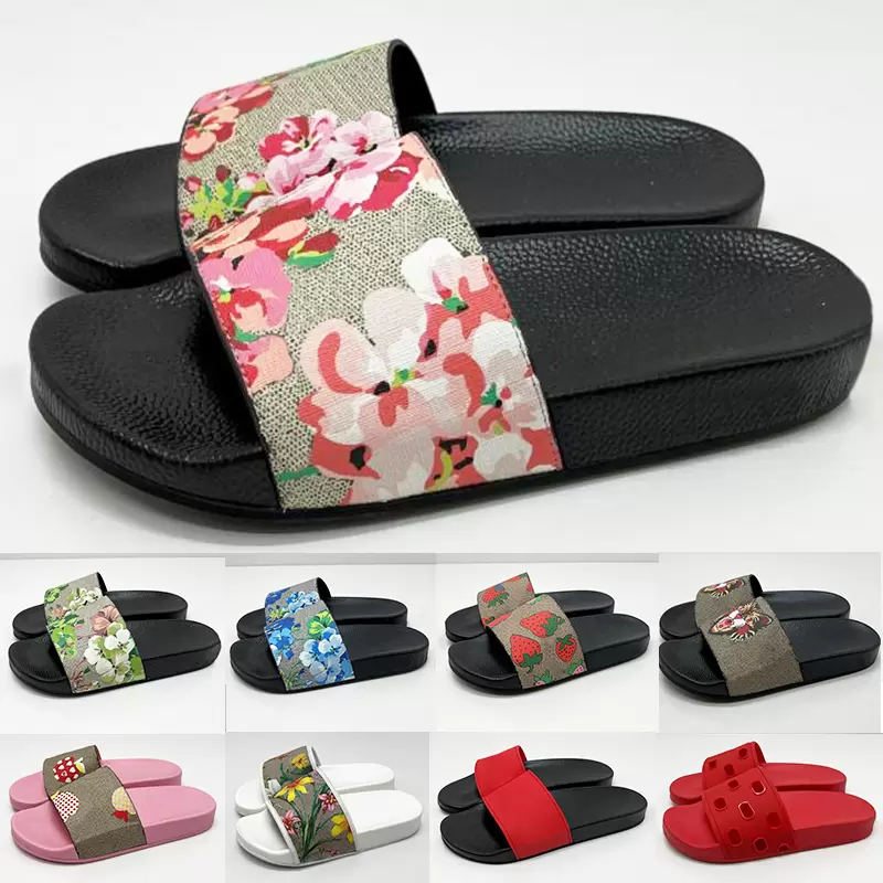 

With Box Designer Slides Men Women Slippers Fashion Classics Sandals Shoes Flip Flop Summer Sandal Beach Slide top quality mens Sneaker slipper, 26 signature red