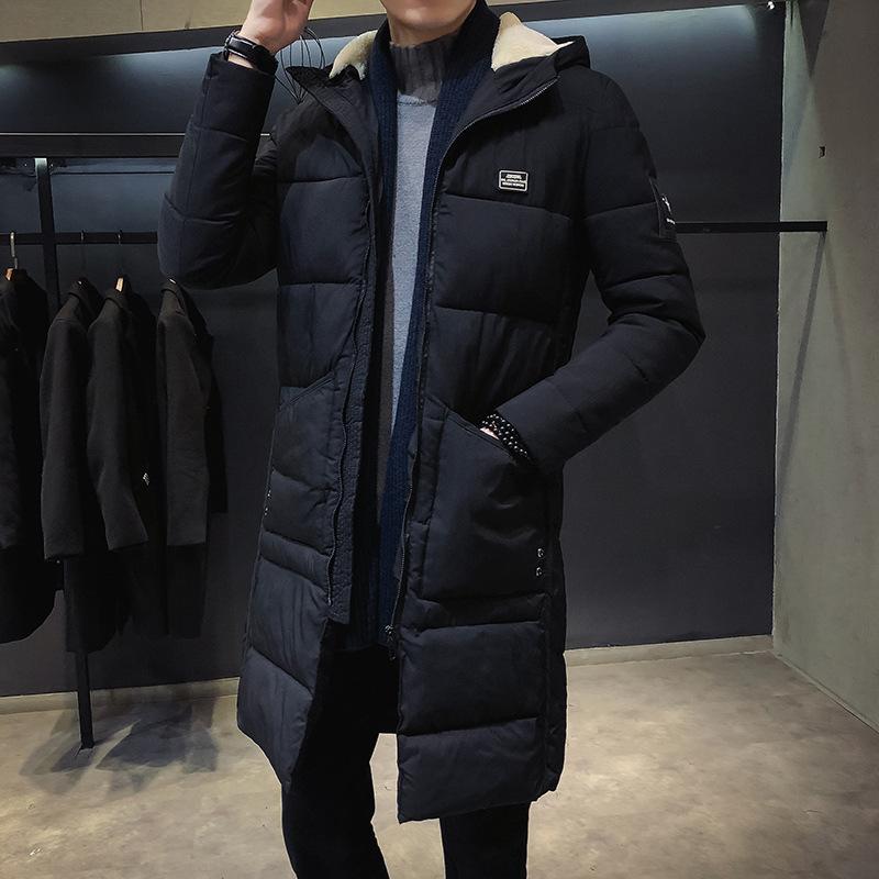 

Men's Down & Parkas Autumn& Winter Korean Thick Plus Size Hooded Cotton Top Casual Simple Solid Color Loose Men Bread Clothes, Black