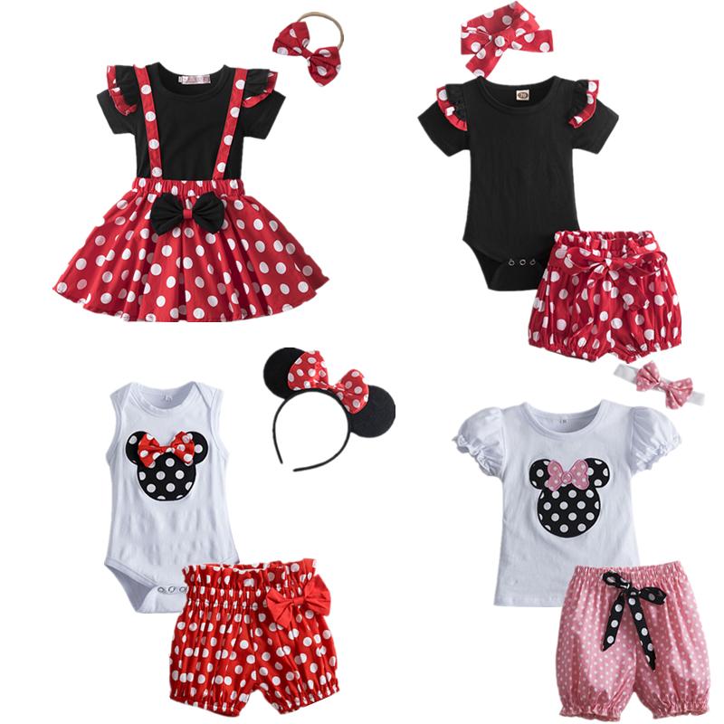 

Clothing Sets Baby Girl Outfit Romper Dress Polka Dot For Toddler Kids Born Clothes T-shirt Headband Infant Casual Set GirlsClothing, Set 2