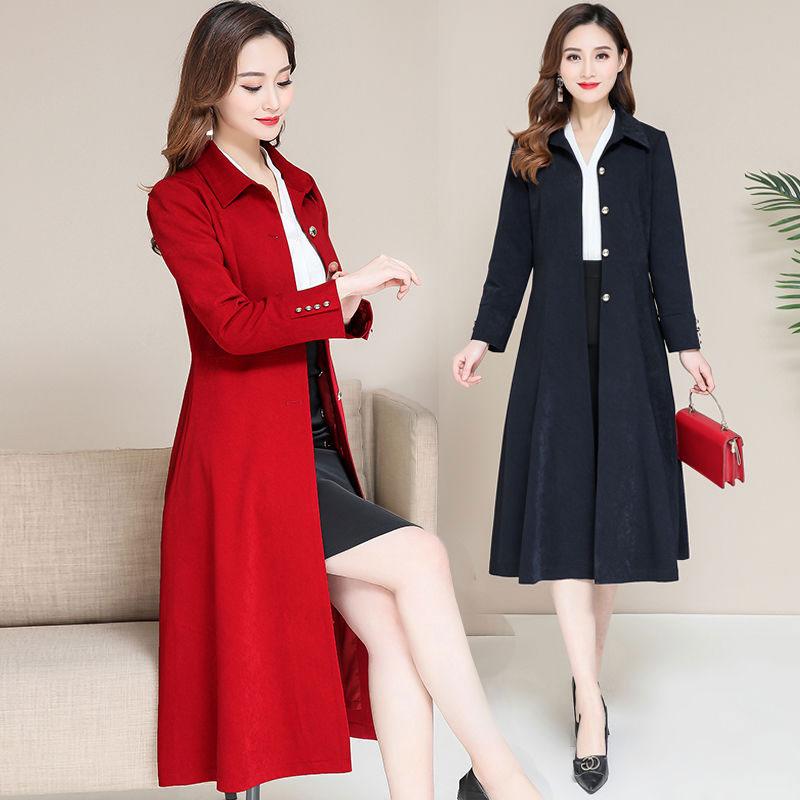 

Women's Trench Coats Middle-aged And Elderly Windbreaker Women's Mid-length 2022 Spring Coat Wide Wife Western-style High-end Over The K, Burgundy