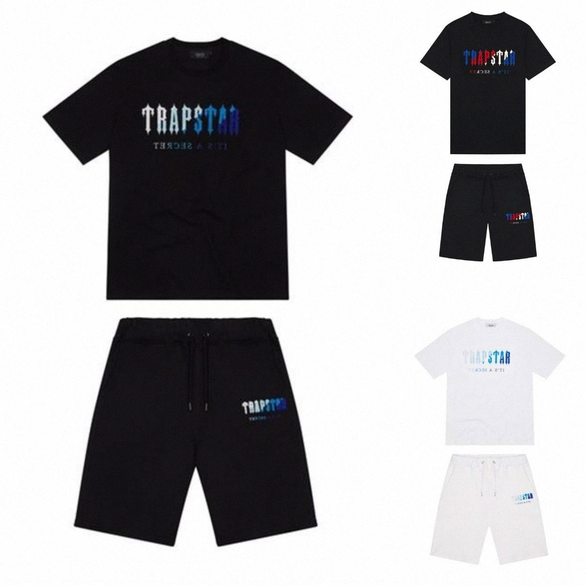 

Designer Mens T-Shirts Trapstar Man Print Letter Short Sleeve Outfit Crew Neck T-Shirt Shorts Two-Piece Set Fashion Hip Hop Streetwear Tees