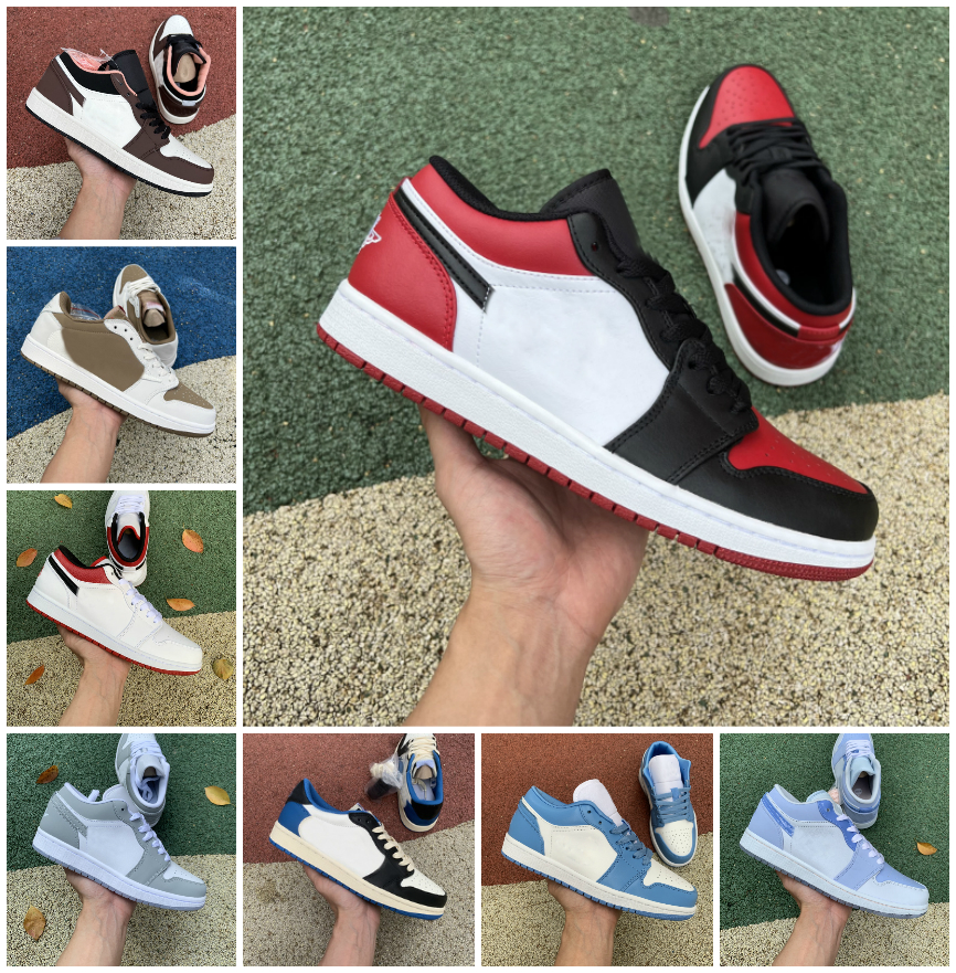 

2022 Jumpman Mens 1 1s Low Basketball Shoes Football Wolf Aluminum University Blue Red Fragment Hemp White UNC Panda Mocha Dark Teal shadow Bred Toe Designer Sneakers, Bubble package bag