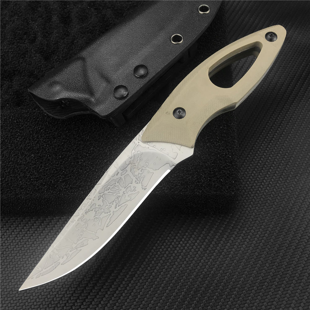

Kiku Matsuda Khaki G10 Hollow Handle Tactical Fixed Blade Knife AcidEtched Finish Blade K Sheath Outdoor Hand Tool Survival Hunting Knives Collection knives for Men