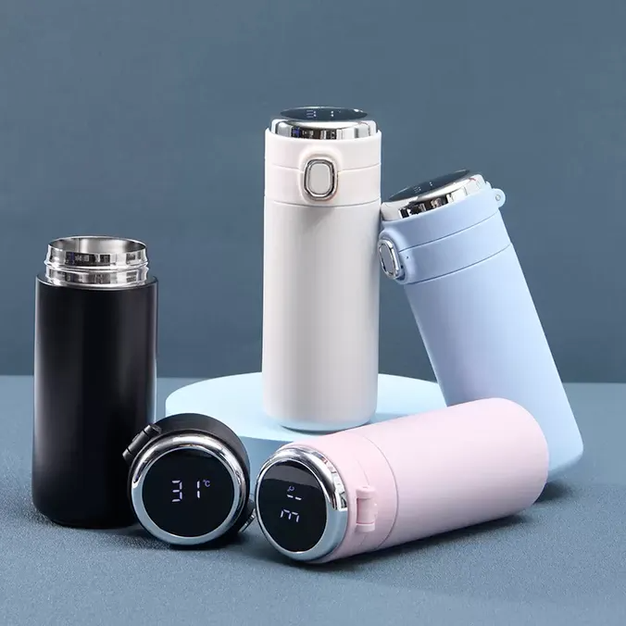 

Smart Kids Stainless Steel Pea Thermos Tumbler Water Bottle Temperature Display Bounce Lid Vacuum Flask Coffee Cup Sublimation Blank Customize LOGO 10/13.5 Oz T0404, As pic