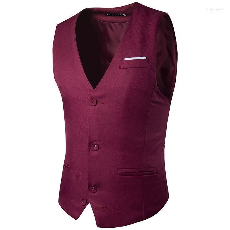 

Men' Vests Wine Red Slim Fit Dress Vest Waistcoat Men 2022 Brand V Neck Suit Mens Wedding Groom Party Tuxedo Gilet Homme Stra22, Navy