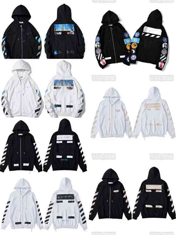 

Designer Luxury Off Classic Hoodie Fisherman Watercolor Graffiti Print Couples Of Black White Men And Women Casual Zipper Sweater Hooded, 10
