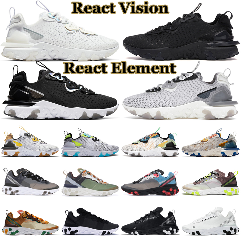 

2022 React Vision Element 87 55 Running Shoes Men Women Triple Black White Light Smoke Grey Orange Peel Medium Olive Mens Trainers Outdoor Sports Sneakers