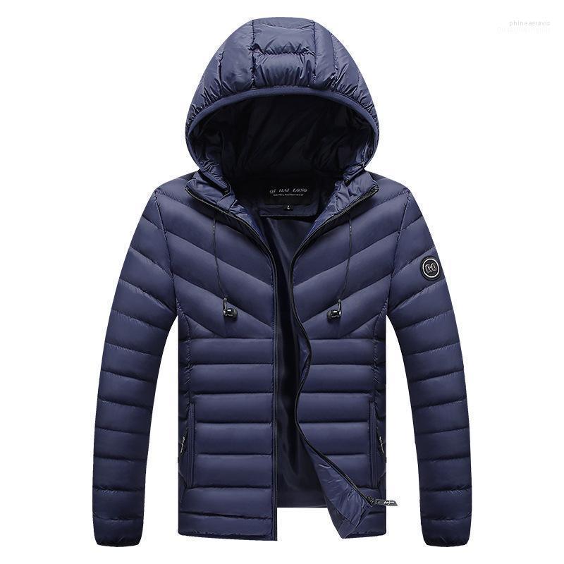 

Men's Down & Parkas Autumn Winter Jacket Men Fashion Hooded Collar Windbreaker Coats Hat Detachable Thick Warm Outerwear Cotton Padded Overc, Dark grey