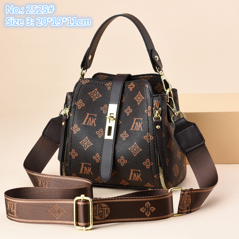 

Wholesale ladies shoulder bags multifunctional printed fashion handbags retro contrast leather tote bag elegant temperament double zipper women handbag, Coffee4-m-6006#