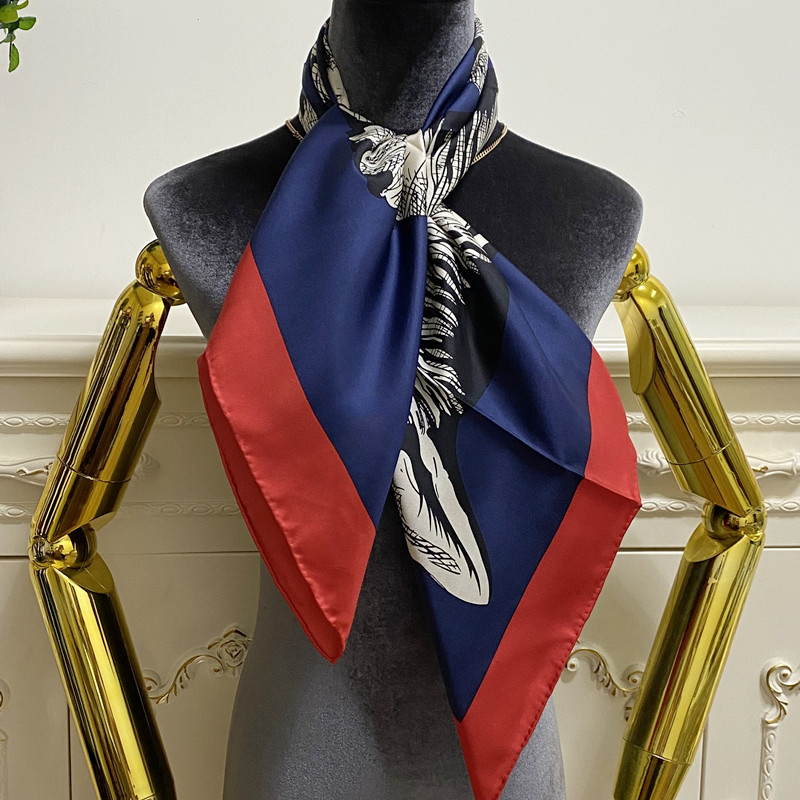

Women's square scarf scarves good quality 100% twill silk material pint letter cat pattern size 90cm- 90cm