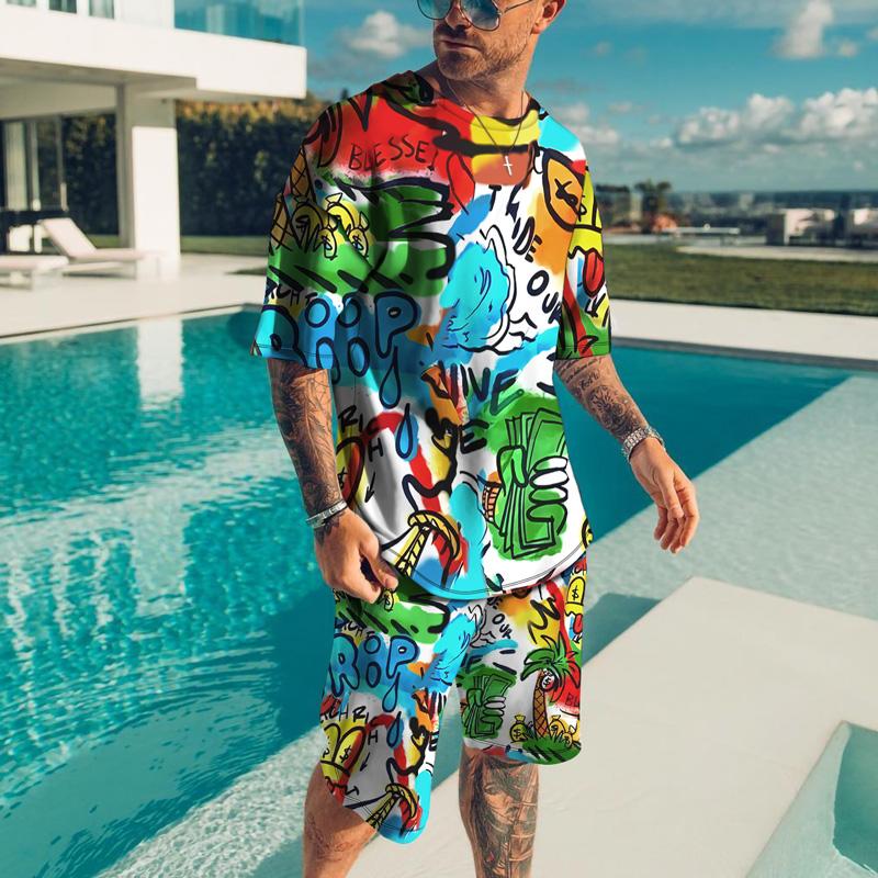 

Men's Tracksuits Mens Set Fashion Tracksuit For Men Summer Sweat Suit Tshirt Clothing T Shirt 2022 Short Sleeve Shirts Shorts 2 Piece Sets