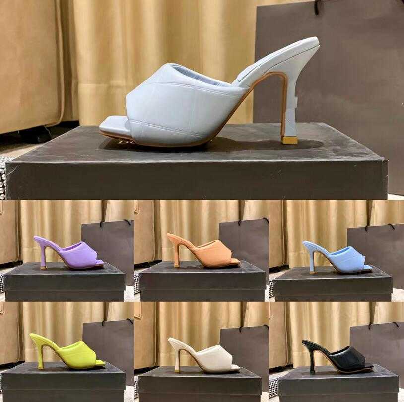 

Fashion Top Quality Sexy Flat Slipper Sslides Lido Sandals Womens Antiskid Slippers Summer Square Mules Ladies Wedding High Heels Sandal, Box