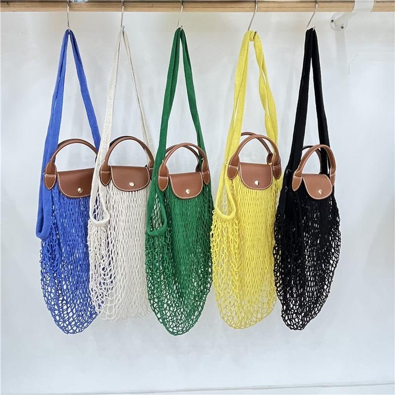 

Evening Bags Casual Hollow Fishnet Women Handbag Rope Woven Shoulder Handmade Mesh Crossbody Bag Summer Beach Large Tote PurseEvening, White