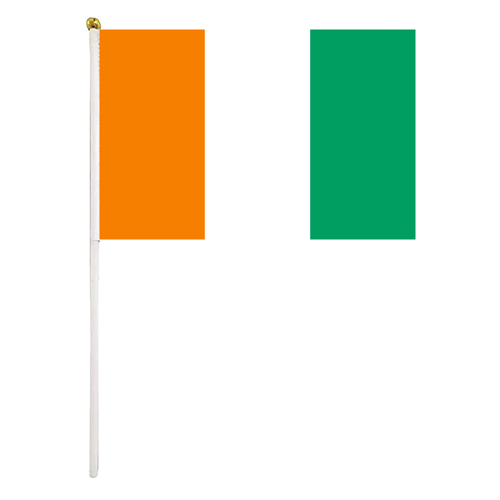 

Ivory Coast Hand Waving Flag 14X21CM Premium Polyester Mini World Country Flag Banner With Plastic Flagpole