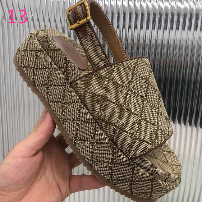 

Designer high quality thick soled sandals women's luxury flat soled embroidered printed rubber skirt shoes letters canvas slippers large size 35-44 with box, 10