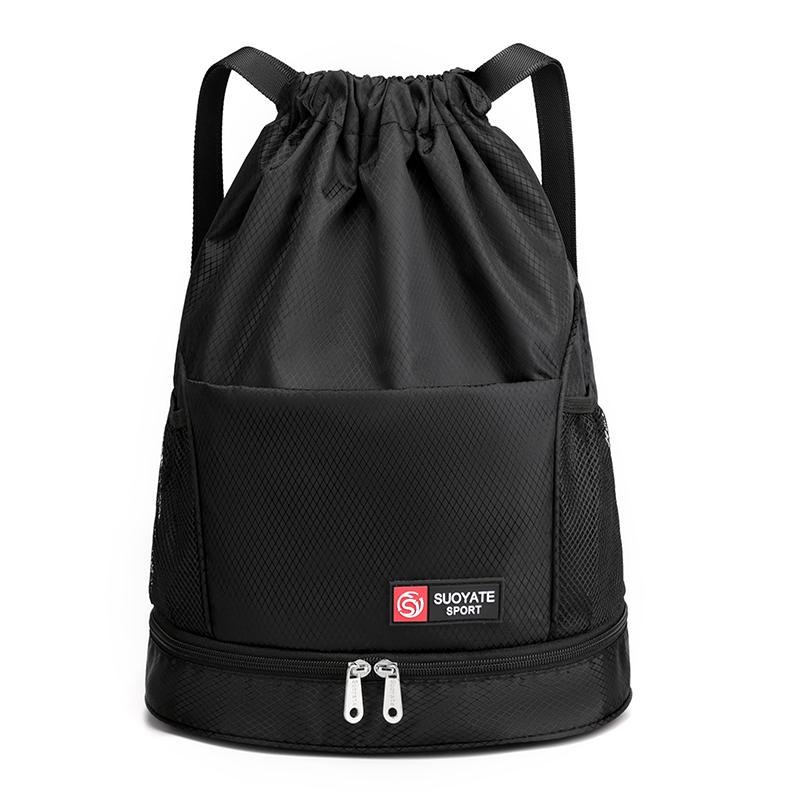 

Backpack High Quality Waterproof Light Nylon Women Fashion Wet And Dry Split Drawstring Bag Large Capacity Unisex SAC, Black