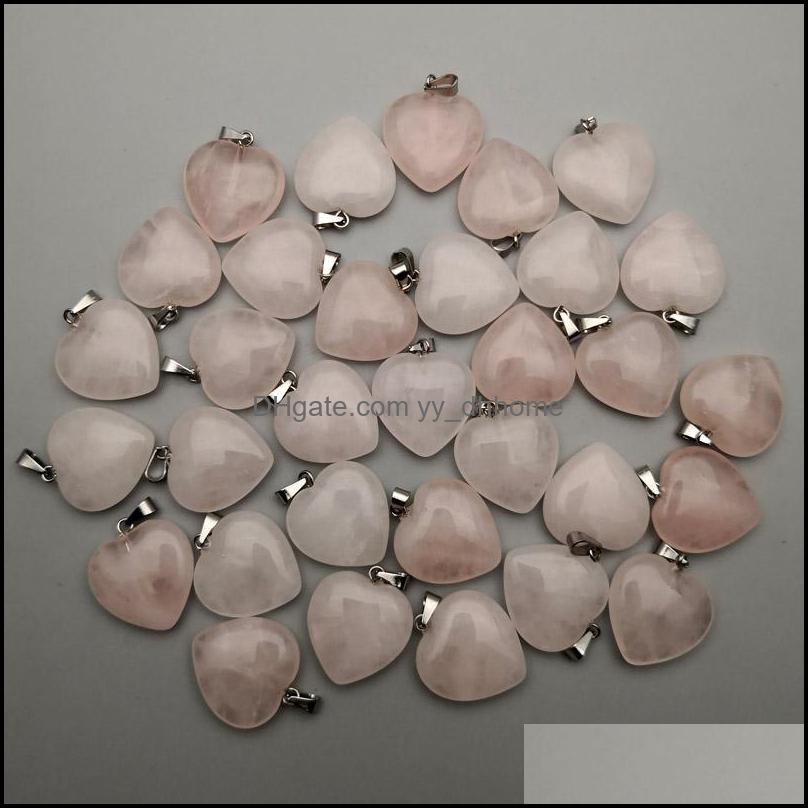 

Charms Jewelry Findings Components Natural Stone Hexagonal Pillar Heart Waterdrop Shape Point Rose Quartz Pendants For Making Diy Necklace