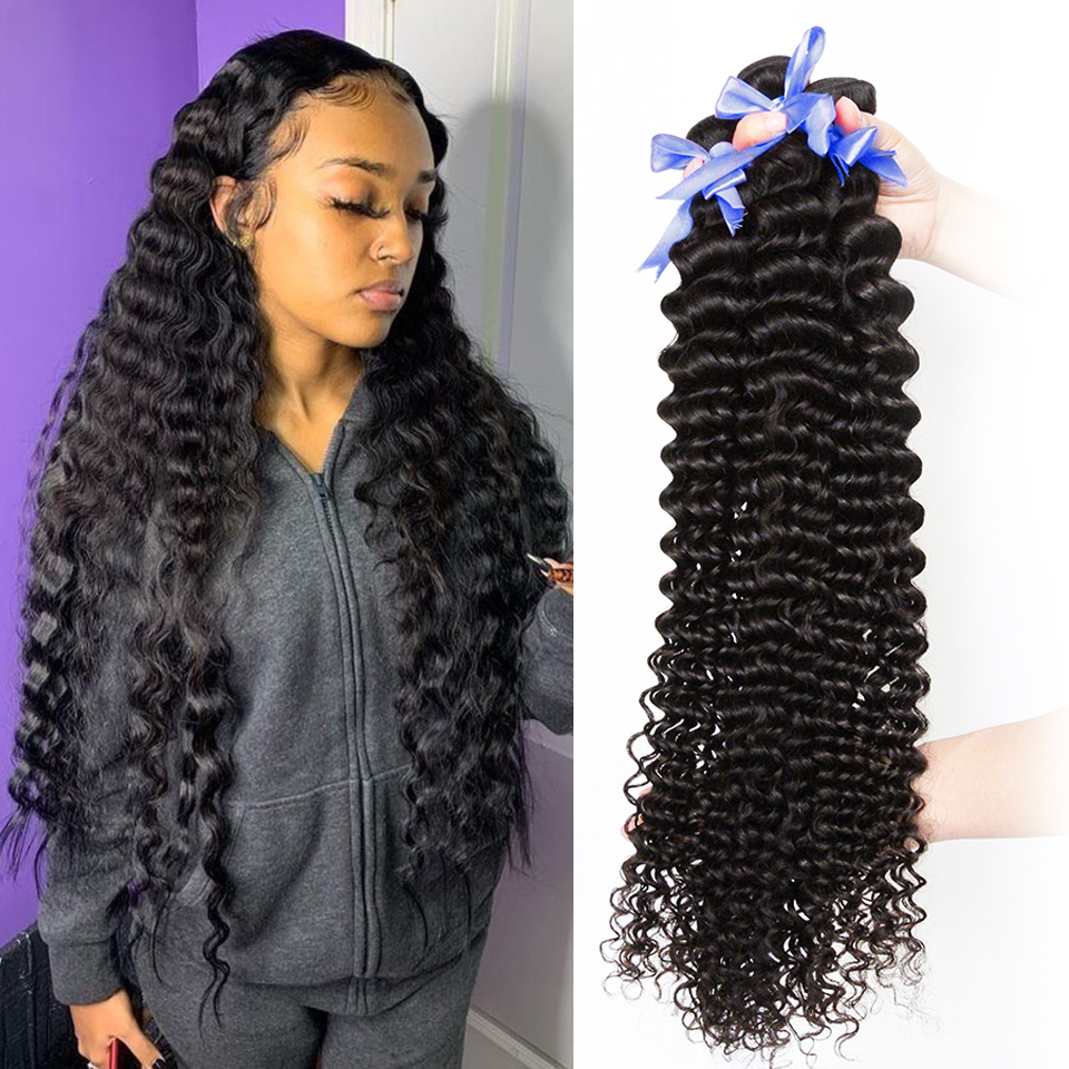 

LX Brand HJ Brazilian Hair Deep Wave 3 Bundles With Closure Human Hair Bundles With Closure Lace Closure Remy Human Hair Extensionfactory di, Default color
