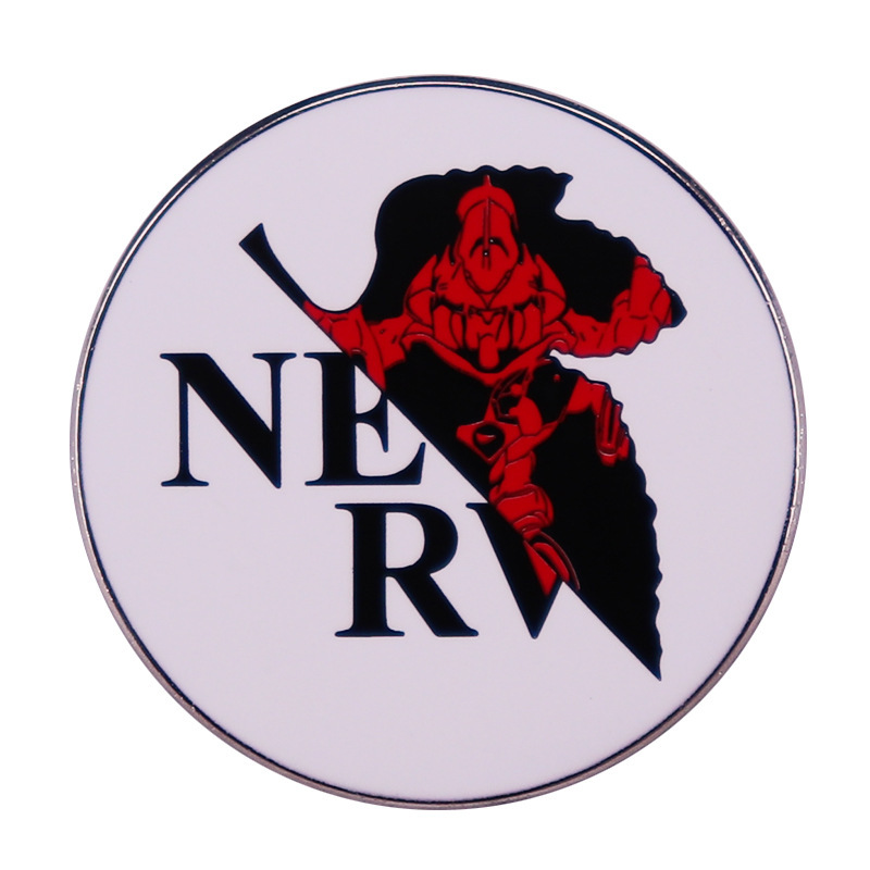 

Evangelion Nervvv Logo Pin Neon Genesis Brooch Black Leaf Badge Anime Fans Jewelry Gift, As picture