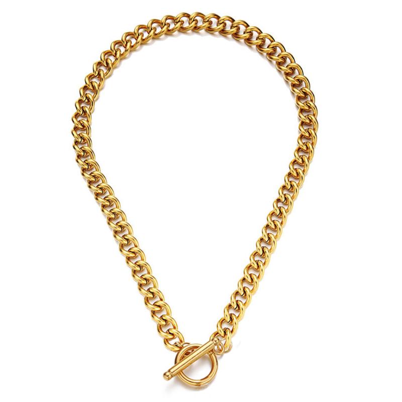 

Chains Stainless Steel OT Toggle Clasp Thick Link Chain Necklace For Men Women Hip Hop Chunky Choker Male Jewelry GiftChains