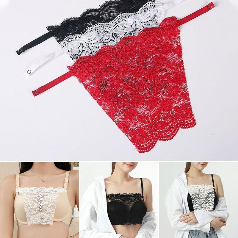 

Bustiers & Corsets Woman Lace Privacy Invisible Bra Anti Peep Hide Underwear Quick Easy Clip-on Mock Camisole InsertBustiers, White