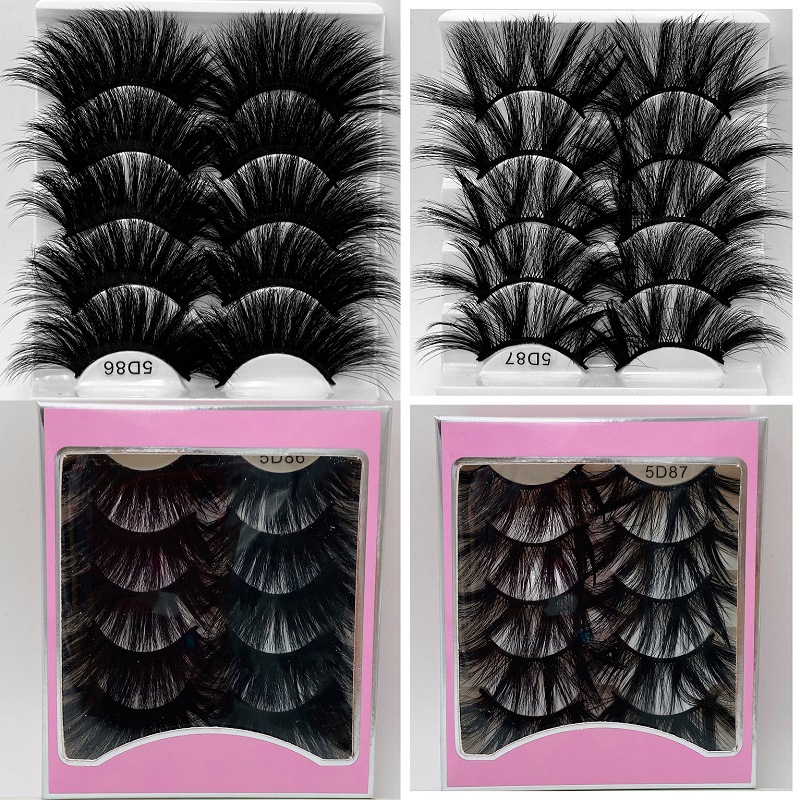 

5D Makeup eyes Eyelash extension Faux Mink 25MM False Eyelashes 5 Pairs Natural Thick Long Fluffy Soft Wispy black Reusable fake Lashes Wholesales cilia maquiagem