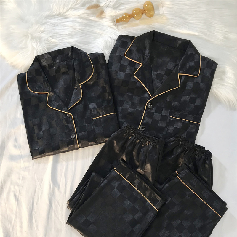 Pajamas Sets Highquality Light Silk Womens Pajama Spring Autumn Longsleeve Cardigan Set Fashion Ice Silk Home Clothing 220712