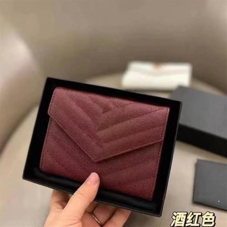 

Luxury Designer Wallet Case Top Quality Fashion Women Coin Purse Pouch Quilted Leather Woman Mini Short Wallets Main Credit Card H245L, Black with box