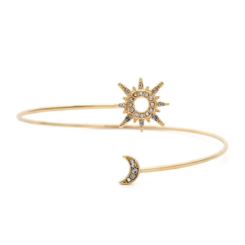 

Bangle Gold Simple Trendy Adjustable Geometric Arm Chain Zircon Rhinestone Star Moon Upper Cuff Bangles For Women Jewelry GiftBangle