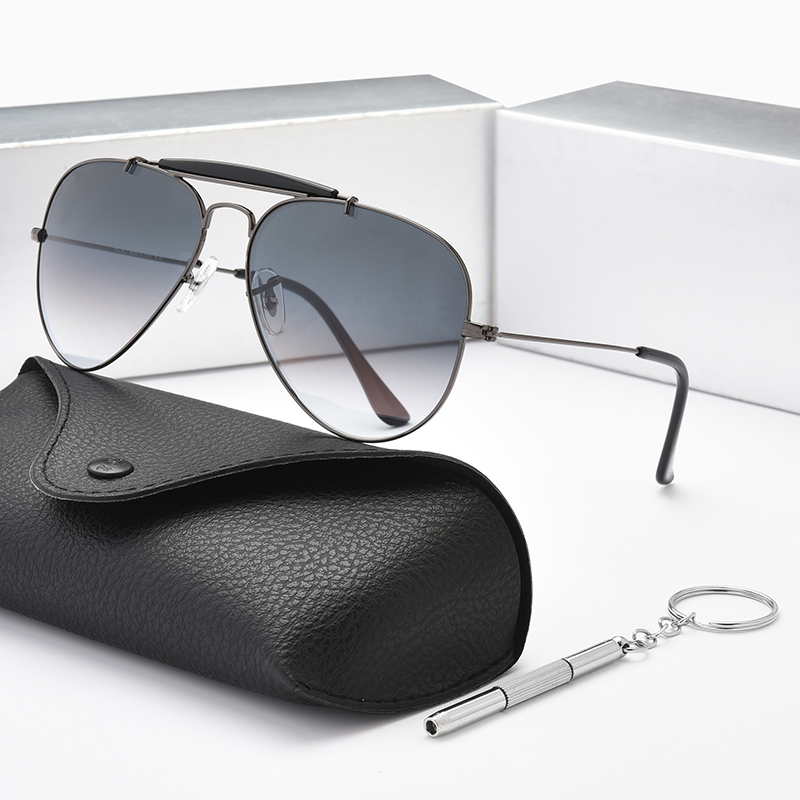 

2022 Luxury OUTDOORSMAN Style Designer Men Sunglasses Glasses UV400 Polarized Shades For Men Double Bridge Frame Pilot 3029