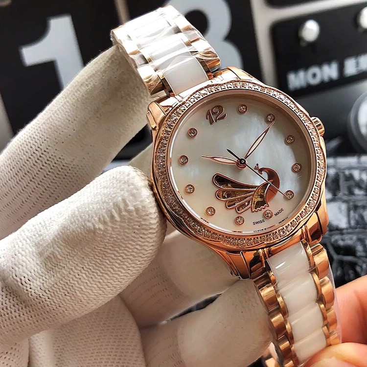 

Boutique women's watch 32mm mechanical movement 316 stainless steel shell leather with highstrength glass mirror fashion personality With Box diamond watches, 3#