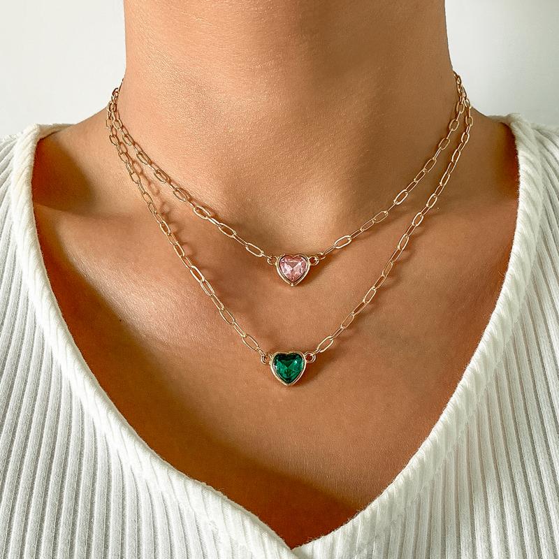 

Chains IngeSight.Z Elegant Shiny Rhinestones Crystal Love Heart Pendant Necklaces Simple Minimalist Choker Women Neck Jewelry