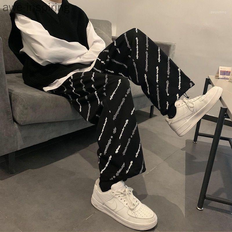 

Men' Pants Awe-inspiring Sweatpants Trendy Brand Ins Pendant Wide-leg Casual Nine-point Summer Trend Loose-fitting Sports, Black