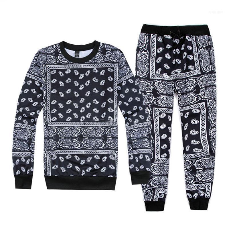 

Hip Hop Women/men Jogger Pants&sweatshirt Paisley Graphic Bandana Tracksuit Sweatpants Hoody Cashew Floral Streewear -XXL R24011