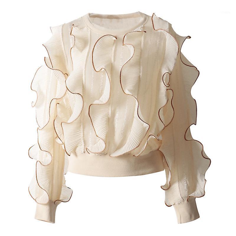 

Women' Blouses & Shirts ASYMSAY 2022 Fashion Long Sleeve Pleated Splicing Chiffon Shirt Blouse Ladies Clothing AL1315, Black