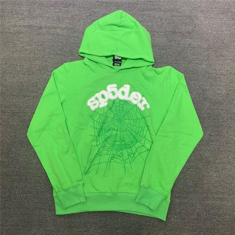 

Men' Hoodies & Sweatshirts Green Foam Printing Sp5der Young Thug 555555 Angel Hoodie Men Women Web Pattern Pullover SweatshirtsMen' Men'sM